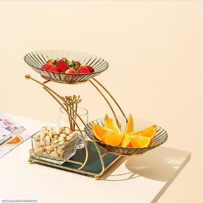 Golden Two-Tier Glass Bowl Set for Home & Parties thumbnail 3