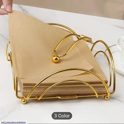 Golden Metal Tissue Holder for Home Office Party thumbnail 5