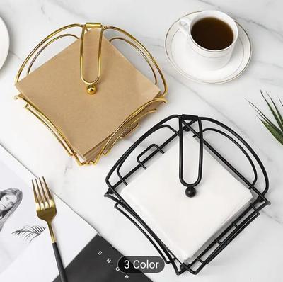 Golden Metal Tissue Holder for Home Office Party thumbnail 2