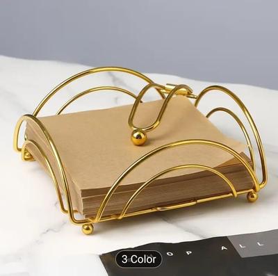 Golden Metal Tissue Holder for Home Office Party thumbnail 3
