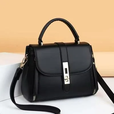 Black PU Leather Crossbody Bag for Girls Medium Size thumbnail 1