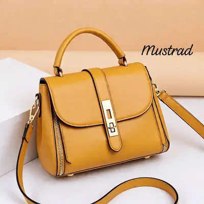 Stylish Women's Leather Shoulder Bag - 1 Pc in Brown with Plain Pattern