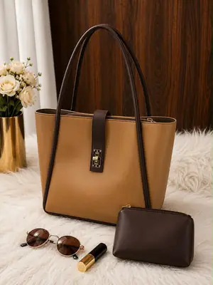 Women's Leather Plain Shoulder Bag 
