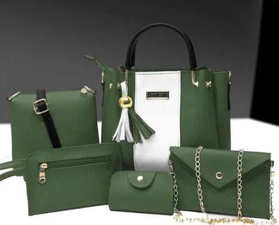 Women PU Leather 5-Piece Bag Set Mustard Color