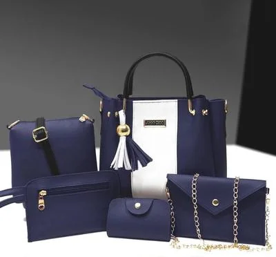 Women PU Leather 5-Piece Bag Set Mustard Color