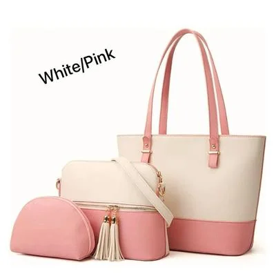 Women PU Leather 3-Piece Multicolor Handbag Set