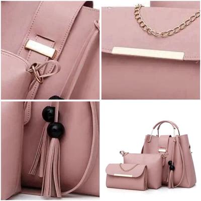Premium Quality 3-Piece Black Leather Handbag Set for Women thumbnail 10