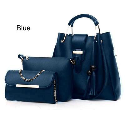Premium Quality 3-Piece Black Leather Handbag Set for Women thumbnail 3