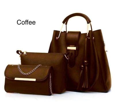 Premium Quality 3-Piece Black Leather Handbag Set for Women thumbnail 7