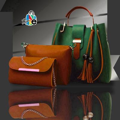 3-Piece Leather Handbag Set Maroon Black Tote Clutch thumbnail 5