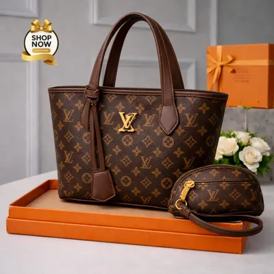 Women's Black LV Print Handbag Set with Small Bag thumbnail 2