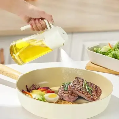 2-in-1 Oil Spray Bottle Glass Multicolor Kitchen Accessory thumbnail 2