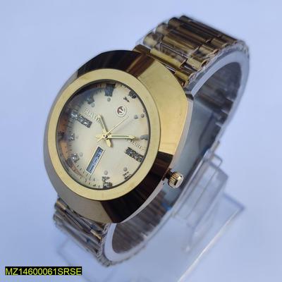 Men's Gold Tone Quartz Watch with Stainless Steel Band
