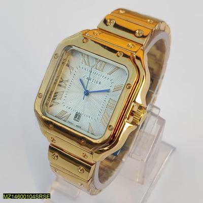 Men's Square Gold Stainless Steel Quartz Watch 42mm