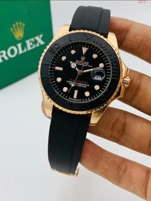 Rolex Yacht Master Black Strap Watch for Men