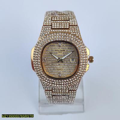Men's Crystal Encrusted Analog Watch 42mm Gold Stainless Steel