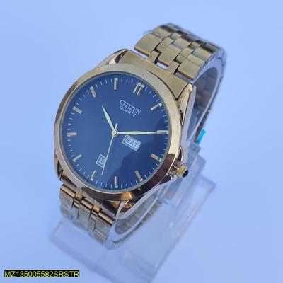 Men's Stainless Steel Analog Watch Blue Dial Gold Tones