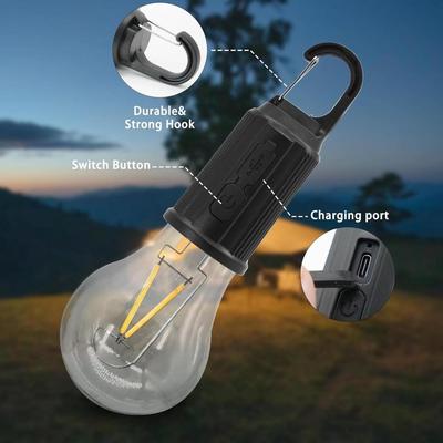 Rechargeable Hanging Emergency Light Bulb Black Plastic