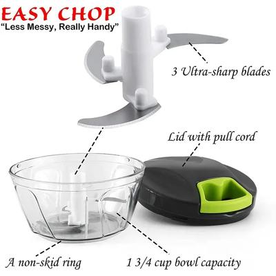 Manual Food Chopper ABS Plastic Multi-Color Portable Kitchen Tool thumbnail 6