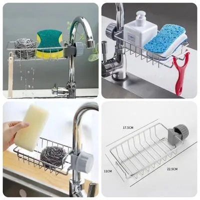 Stainless Steel Faucet Rack with Sponges and Cloths thumbnail 2
