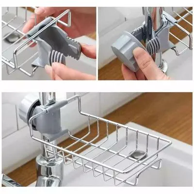 Stainless Steel Faucet Rack with Sponges and Cloths thumbnail 3