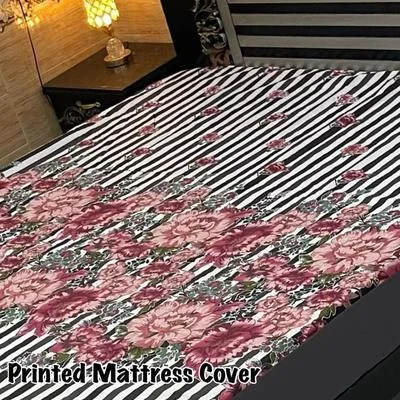 Waterproof Terry Cotton King Size Mattress Cover Multicolor Printed