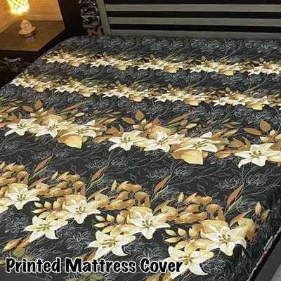 Waterproof Terry Cotton King Size Mattress Cover - 1 Pc Printed Design