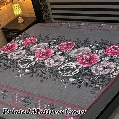 Terry Cotton Printed Double Bed Mattress Cover