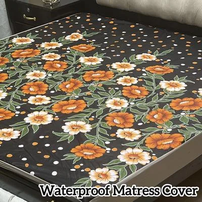 Terry Cotton Printed Double Bed Mattress Cover
