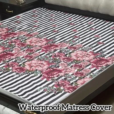 Waterproof Terry Cotton Floral Mattress Cover Double Bed