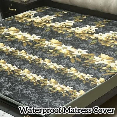 Terry Cotton Printed Double Bed Mattress Cover