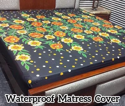 Terry Cotton Printed Double Bed Mattress Cover