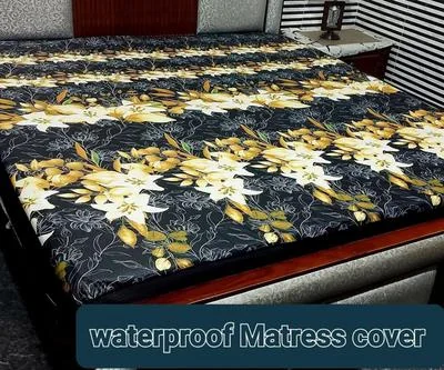 Terry Cotton Printed Double Bed Mattress Cover