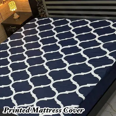 Stylish Terry Cotton Printed Double Bed Mattress Cover