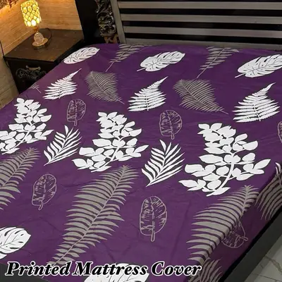 Stylish Terry Cotton Printed Double Bed Mattress Cover