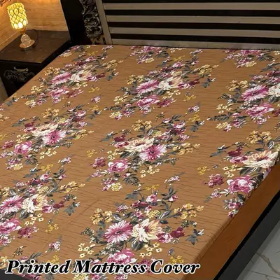 Stylish Terry Cotton Printed Double Bed Mattress Cover