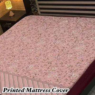 Stylish Terry Cotton Printed Double Bed Mattress Cover