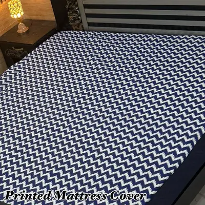 Stylish Terry Cotton Printed Double Bed Mattress Cover
