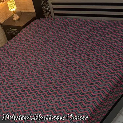 Stylish Terry Cotton Printed Double Bed Mattress Cover
