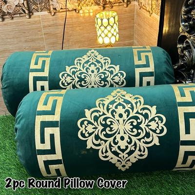 Luxurious Green Velvet Printed Pillow Covers - 2 Pcs