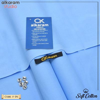 alkaram studio Men's 100% Cotton Blue Suit with Silver Buttons