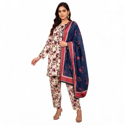 Stylish 3 Pcs Women's Unstitched Digital Print Suit thumbnail 7