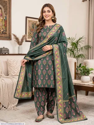 Stylish 3 Pcs Women's Unstitched Digital Print Suit