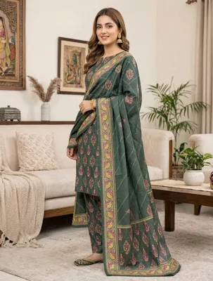 Stylish 3 Pcs Women's Unstitched Digital Print Suit thumbnail 2