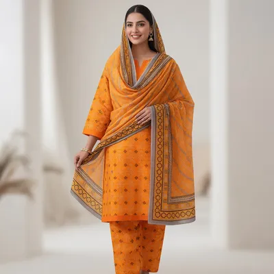 Stylish 3 Pcs Women's Unstitched Digital Print Suit thumbnail 9