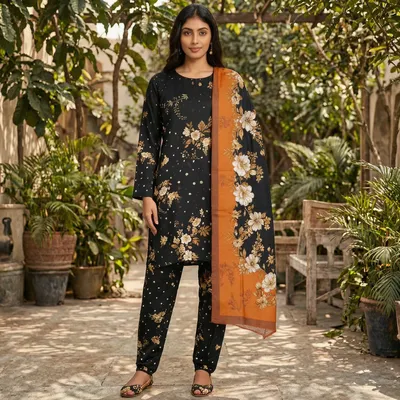 Stylish 3 Pcs Women's Unstitched Digital Print Suit thumbnail 2