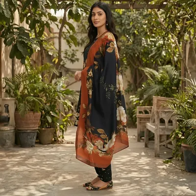 Stylish 3 Pcs Women's Unstitched Digital Print Suit thumbnail 3