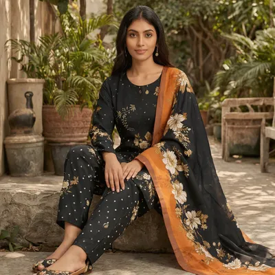 Stylish 3 Pcs Women's Unstitched Digital Print Suit thumbnail 6