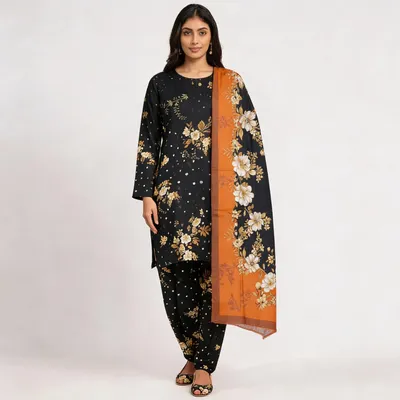 Stylish 3 Pcs Women's Unstitched Digital Print Suit thumbnail 7