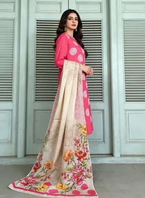 Stylish 3 Pcs Women's Unstitched Digital Print Suit thumbnail 3